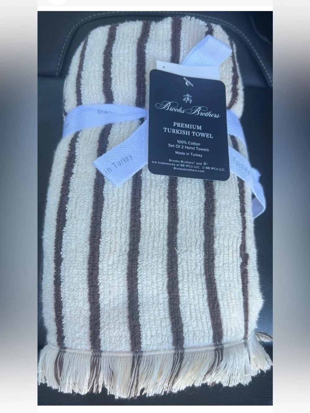 Brooks Brothers Turkish Bath Towel Set 6 pc Cream with brown stripe new rare